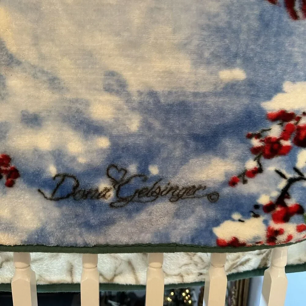 Dona Gelsinger Blanket Throw Plush Snowman & Feathered Friends 50x60 Northwest